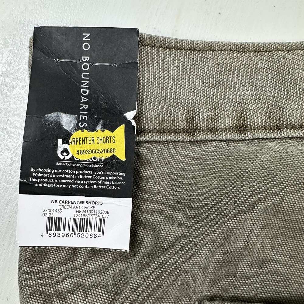 New No Boundaries Men's Carpenter‎ Shorts 44x9 Olive Cotton Canvas Army Green - Picture 9 of 10